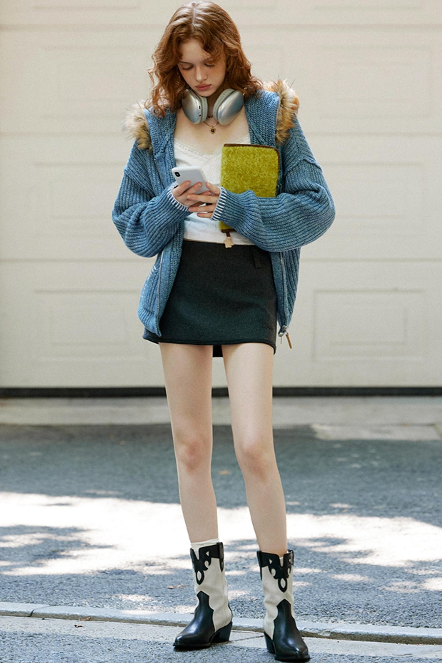 Dark Gray A-Line Woolen Skirt