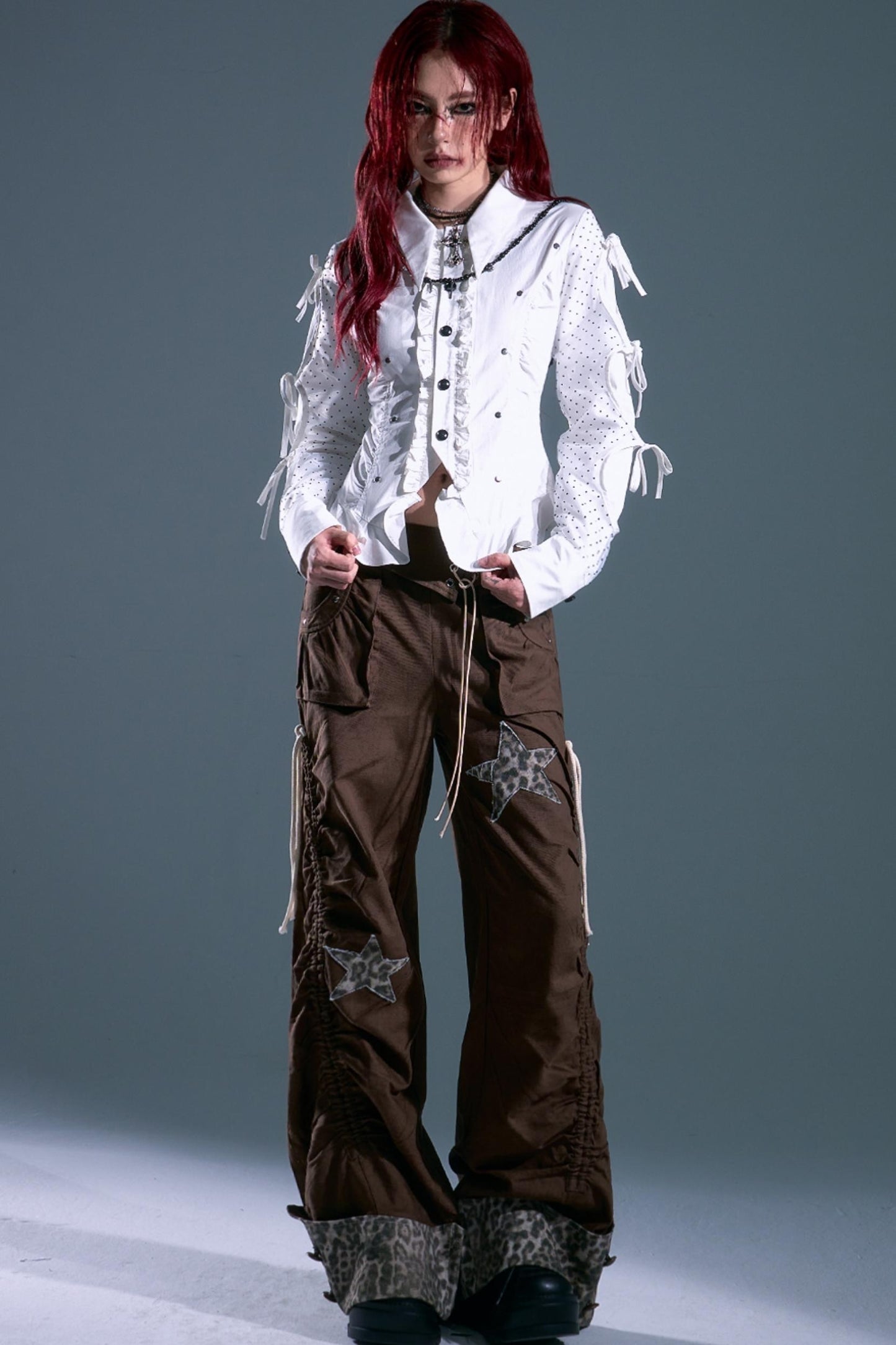 Retro Polka Dot Long Sleeve Shirt