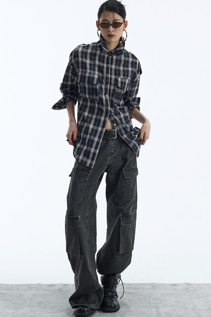 Vintage Black Lapel Shirt