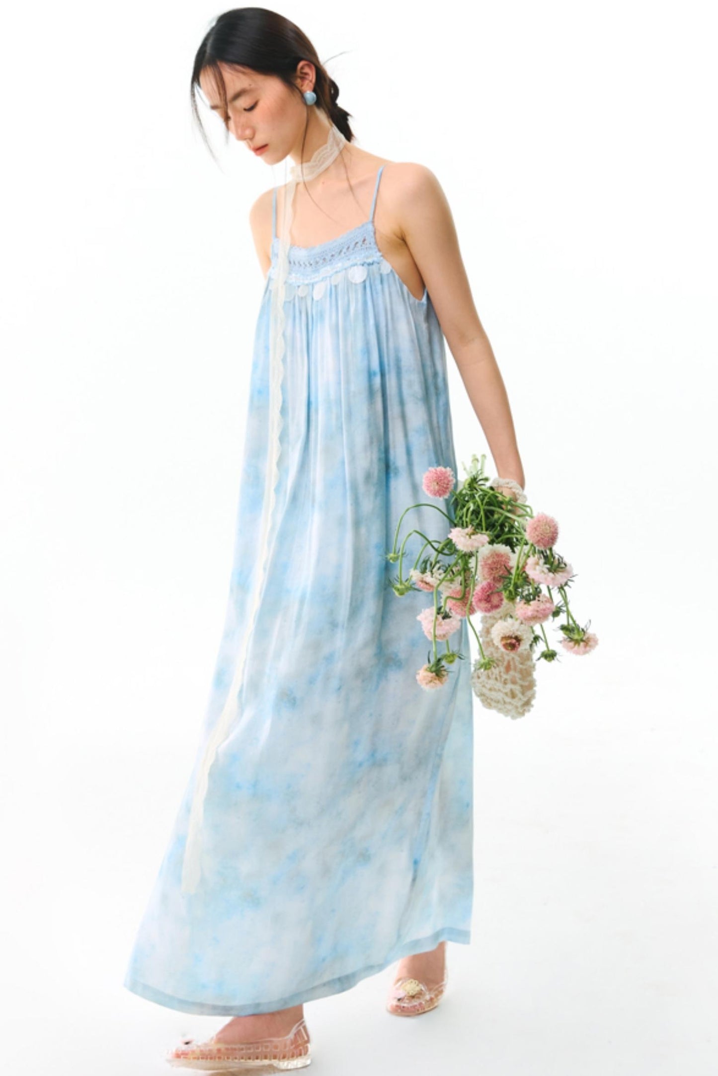 Blue Vacation Halter Dress
