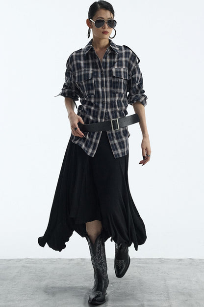 Vintage Black Lapel Shirt