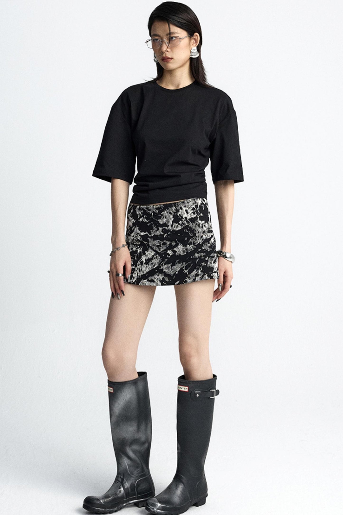 Mottled Jacquard Wrap Skirt