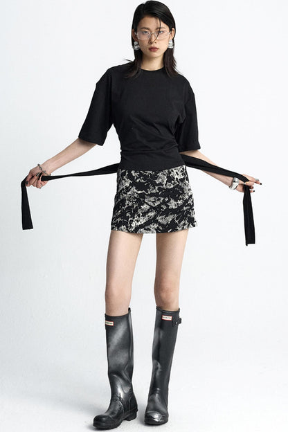 Mottled Jacquard Wrap Skirt