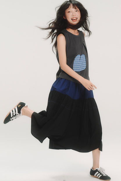 Cherry Applique Long Vest Dress