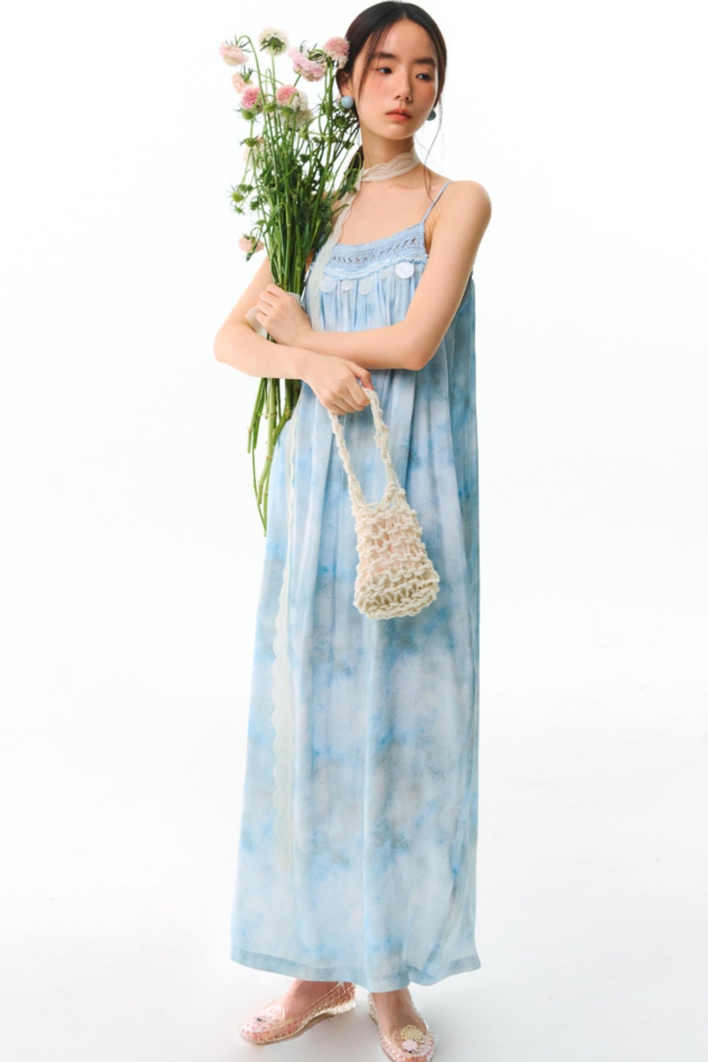 Blue Vacation Halter Dress