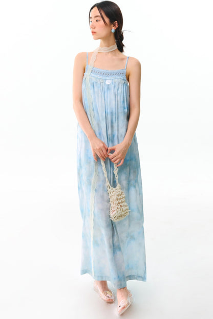 Blue Vacation Halter Dress