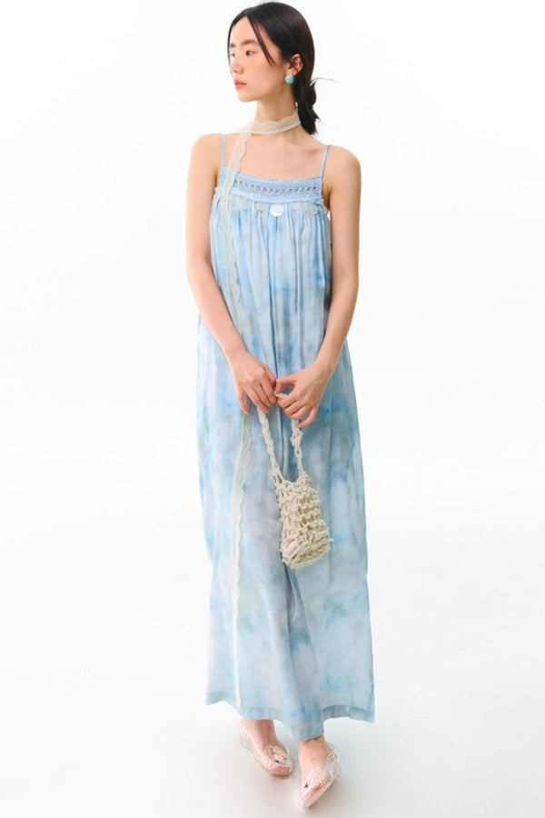 Blue Vacation Halter Dress