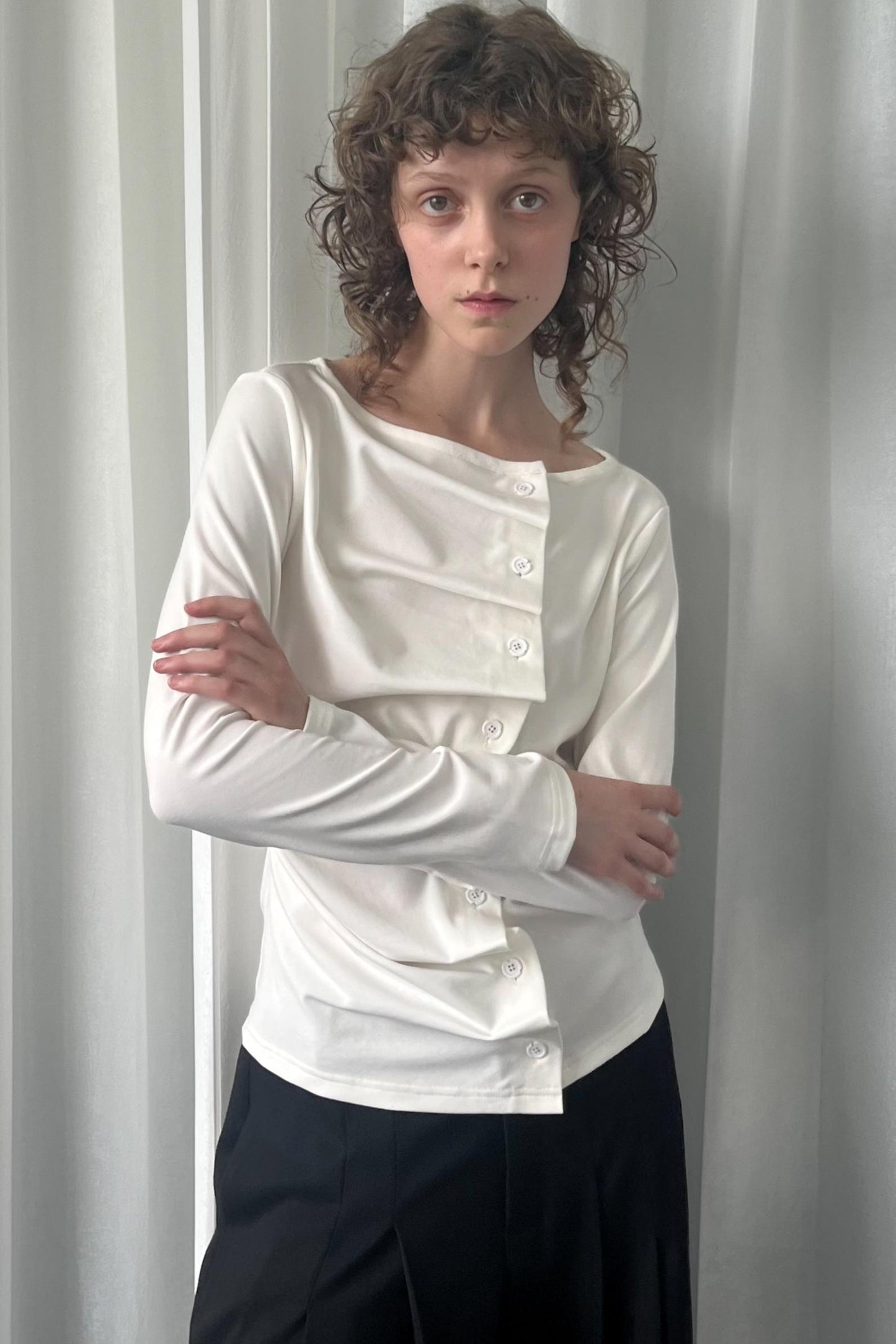 Pleated Long-Sleeved Shirt