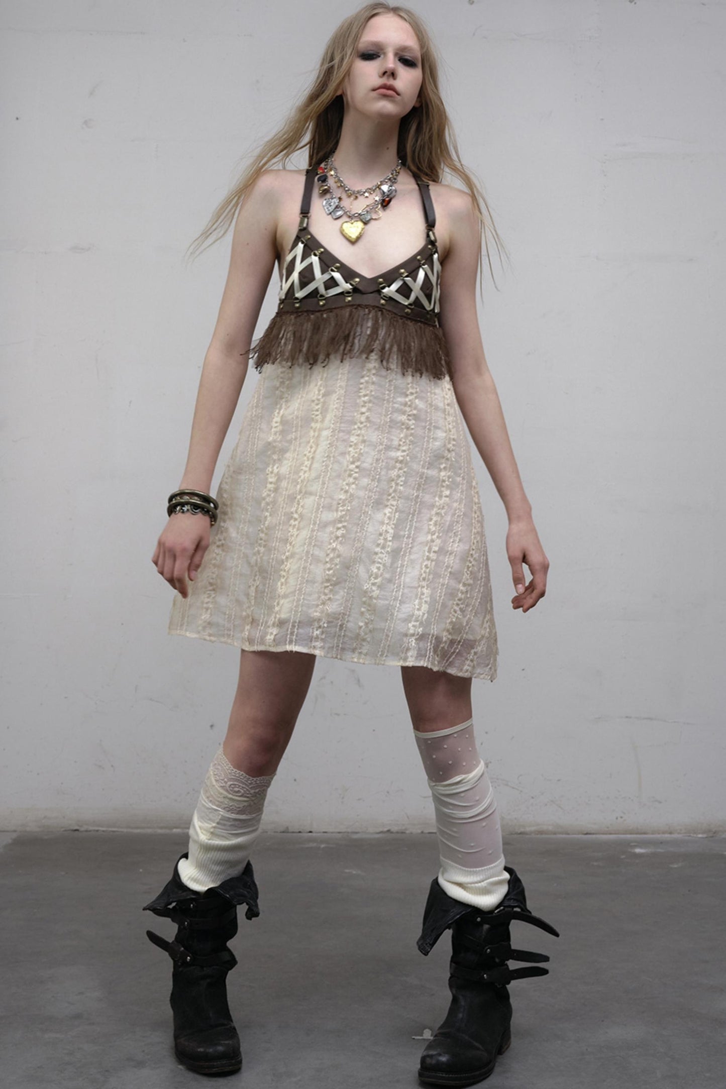 Luxury Halter Leather Dress