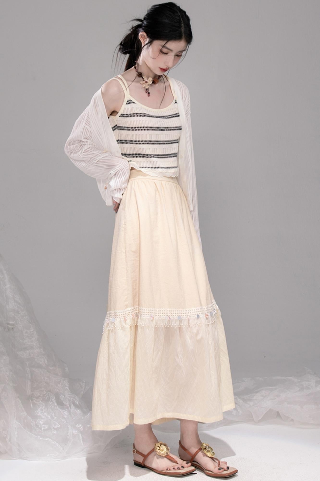 Soft Apricot Wave Skirt Set-Up