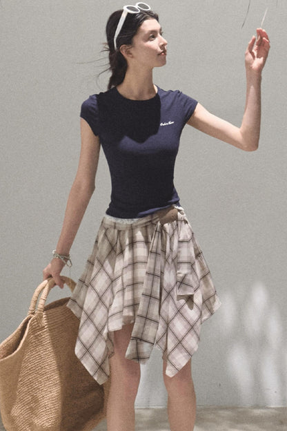 Love Ripple Plaid Skirt