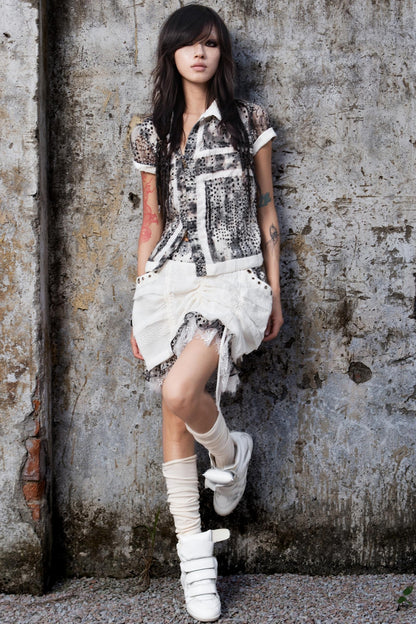 Millennium Chiffon Patch Cross Shirt