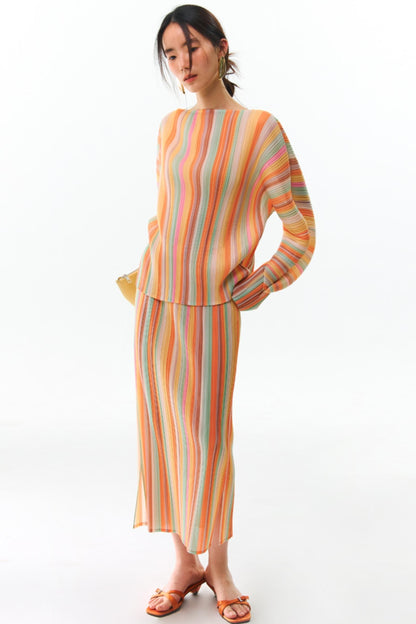 Orange Pleated Bustier Set-Up