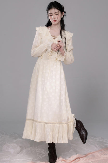 Warm Sun Jacquard Halterneck Dress