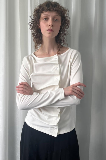Pleated Long-Sleeved Shirt