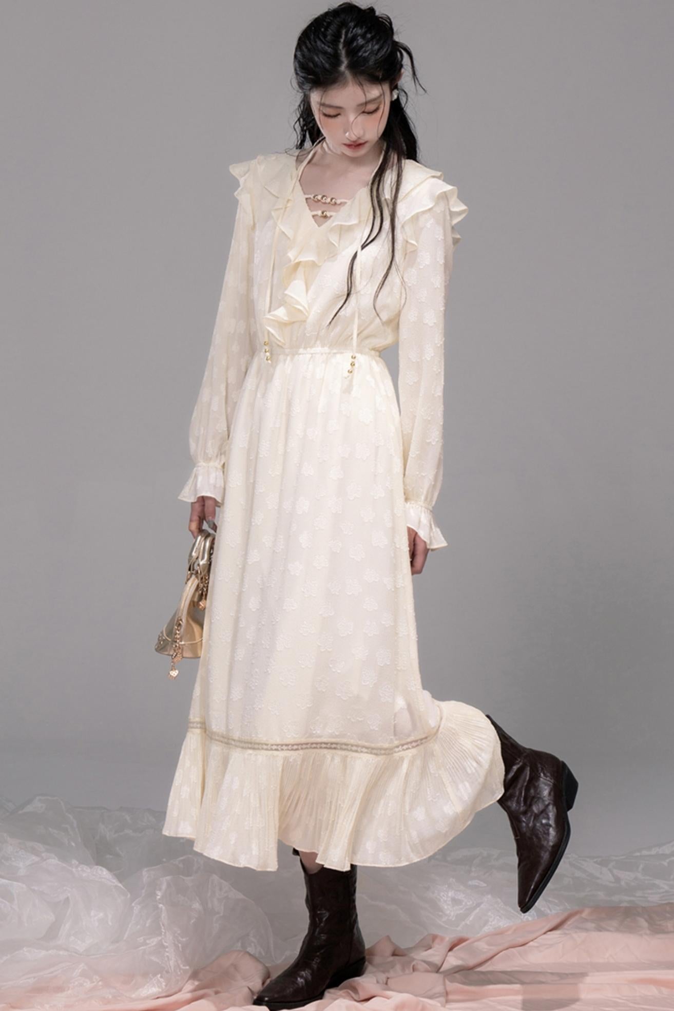 Warm Sun Jacquard Halterneck Dress