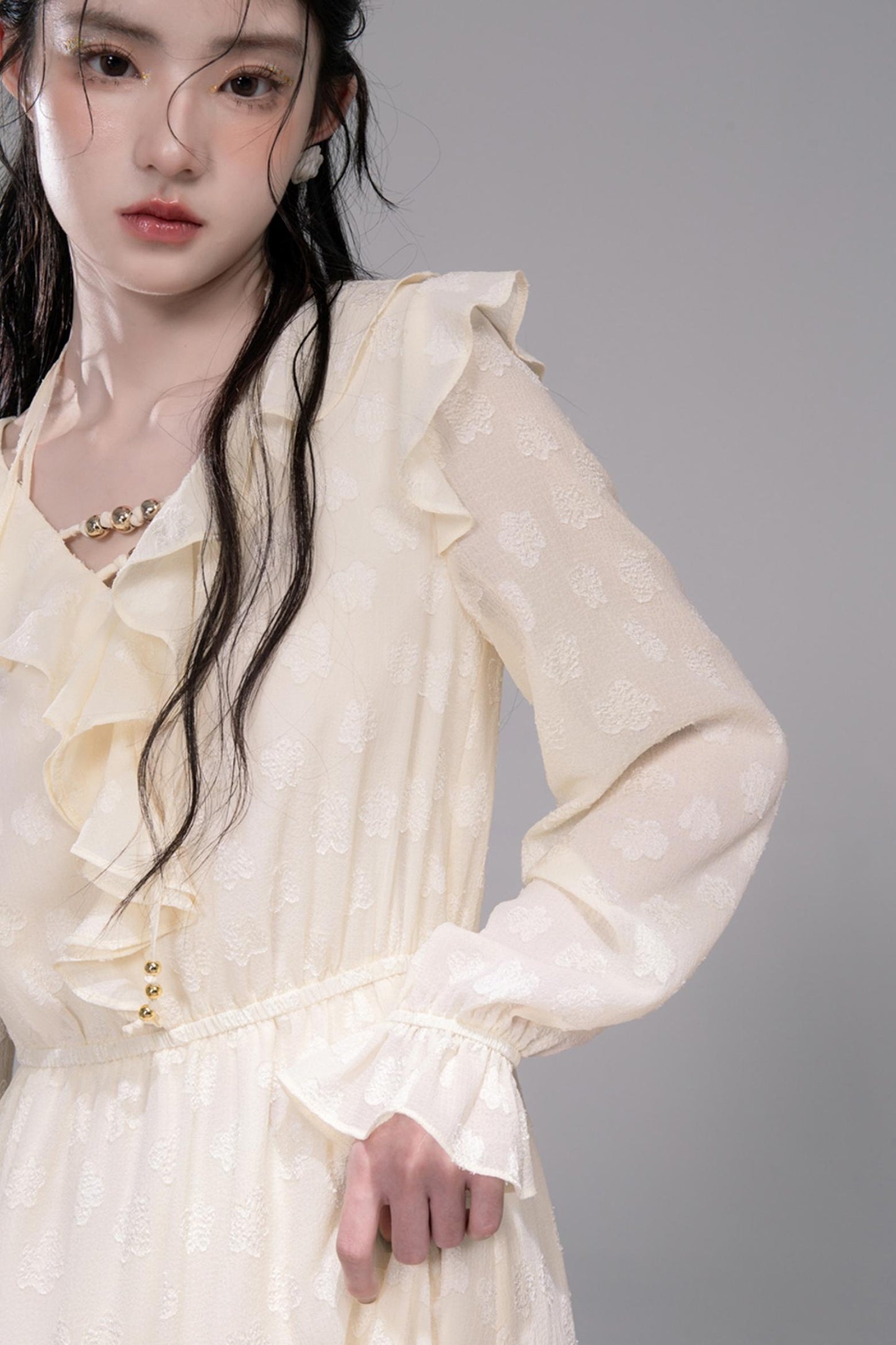 Warm Sun Jacquard Halterneck Dress