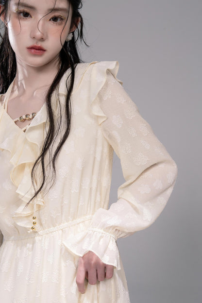 Warm Sun Jacquard Halterneck Dress