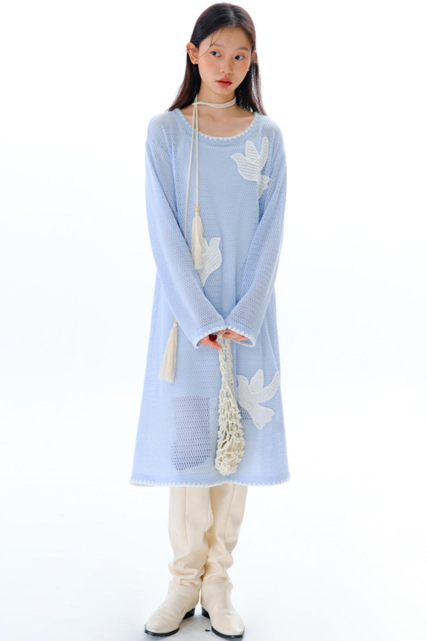 Sea Asuka Embroidered Knit Dress