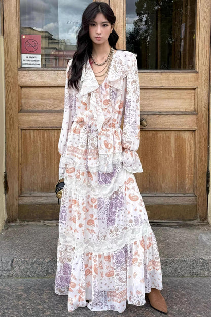 Cashew Flower Vintage Lace Dress Set-Up