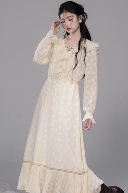 Warm Sun Jacquard Halterneck Dress