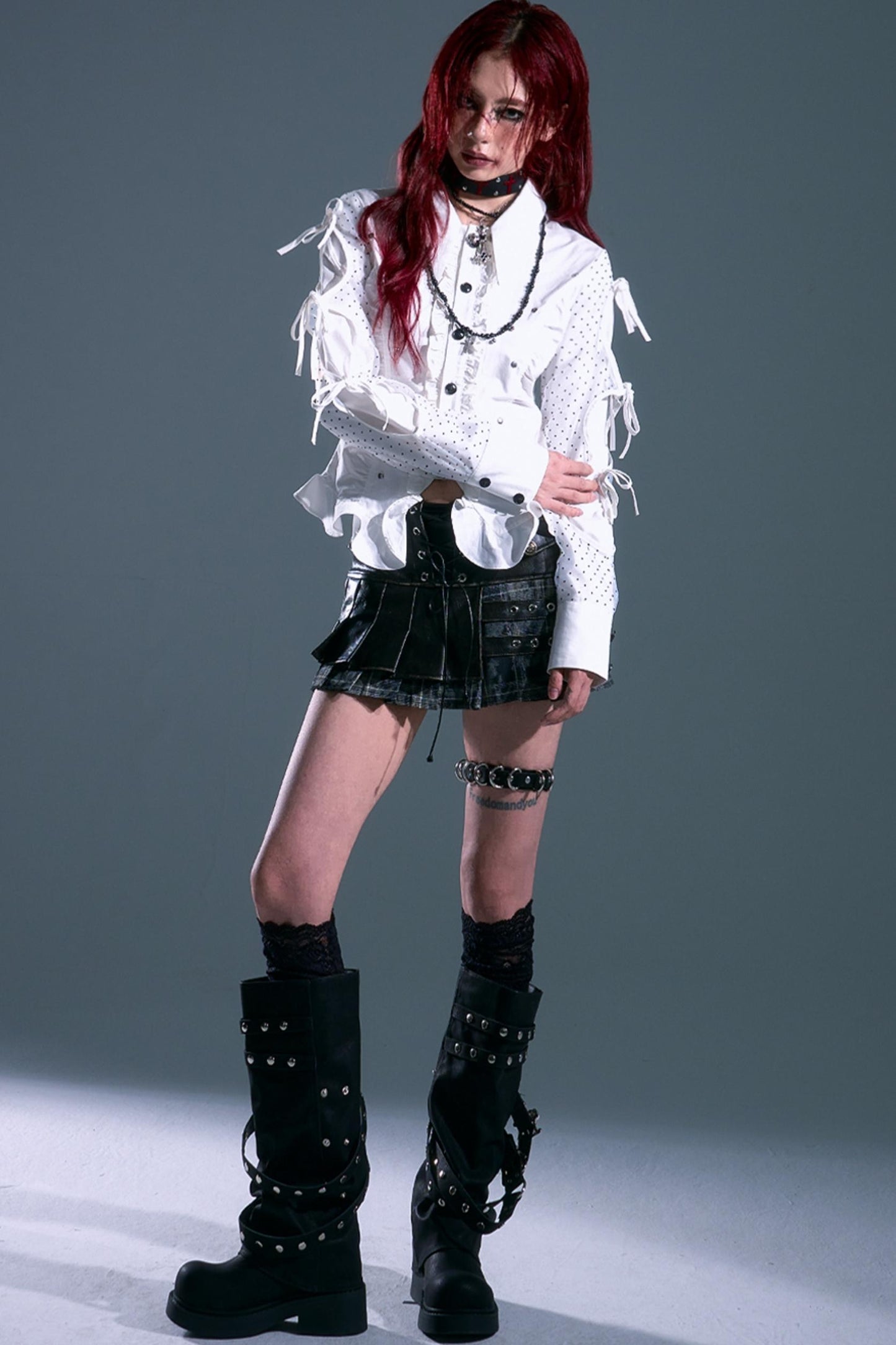 Retro Polka Dot Long Sleeve Shirt