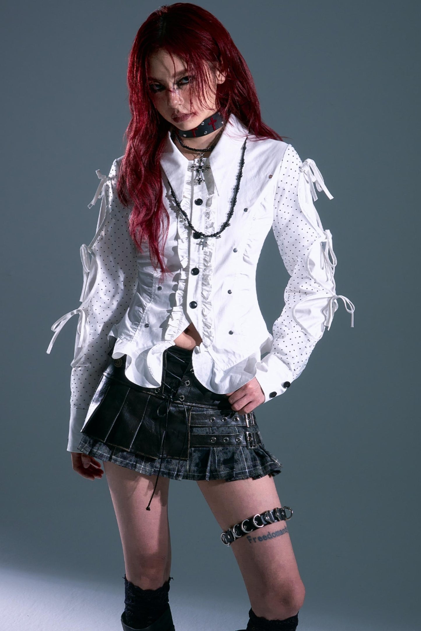 Retro Polka Dot Long Sleeve Shirt