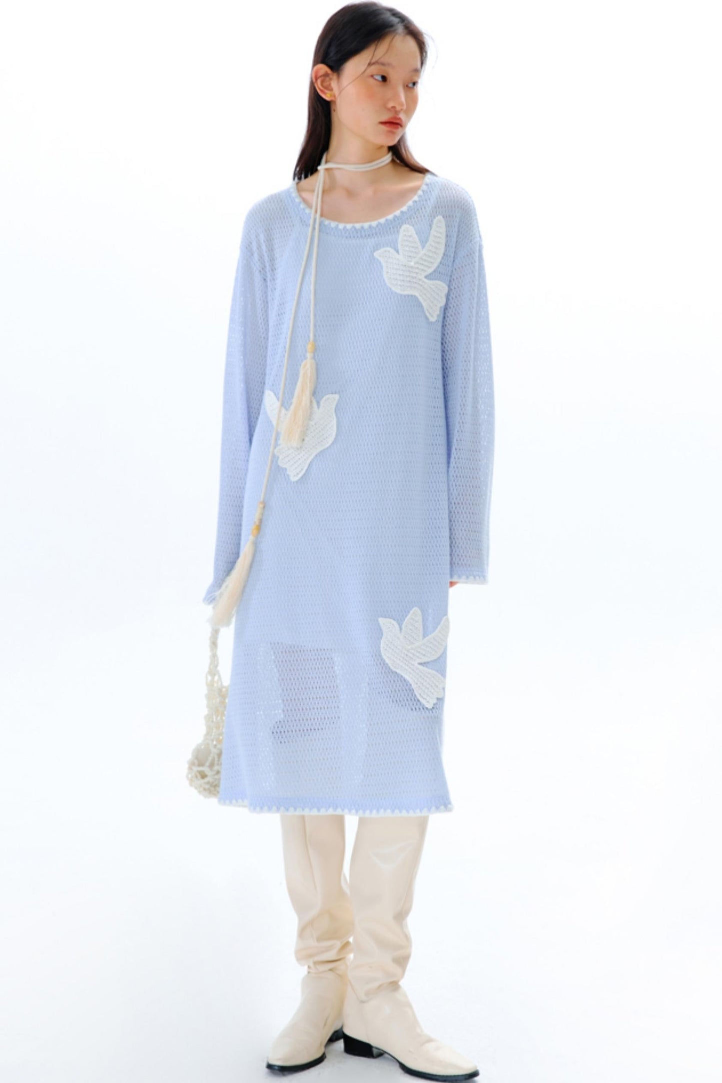 Sea Asuka Embroidered Knit Dress