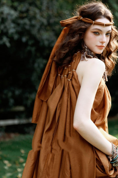 Wandering Caramel Halterneck Dress