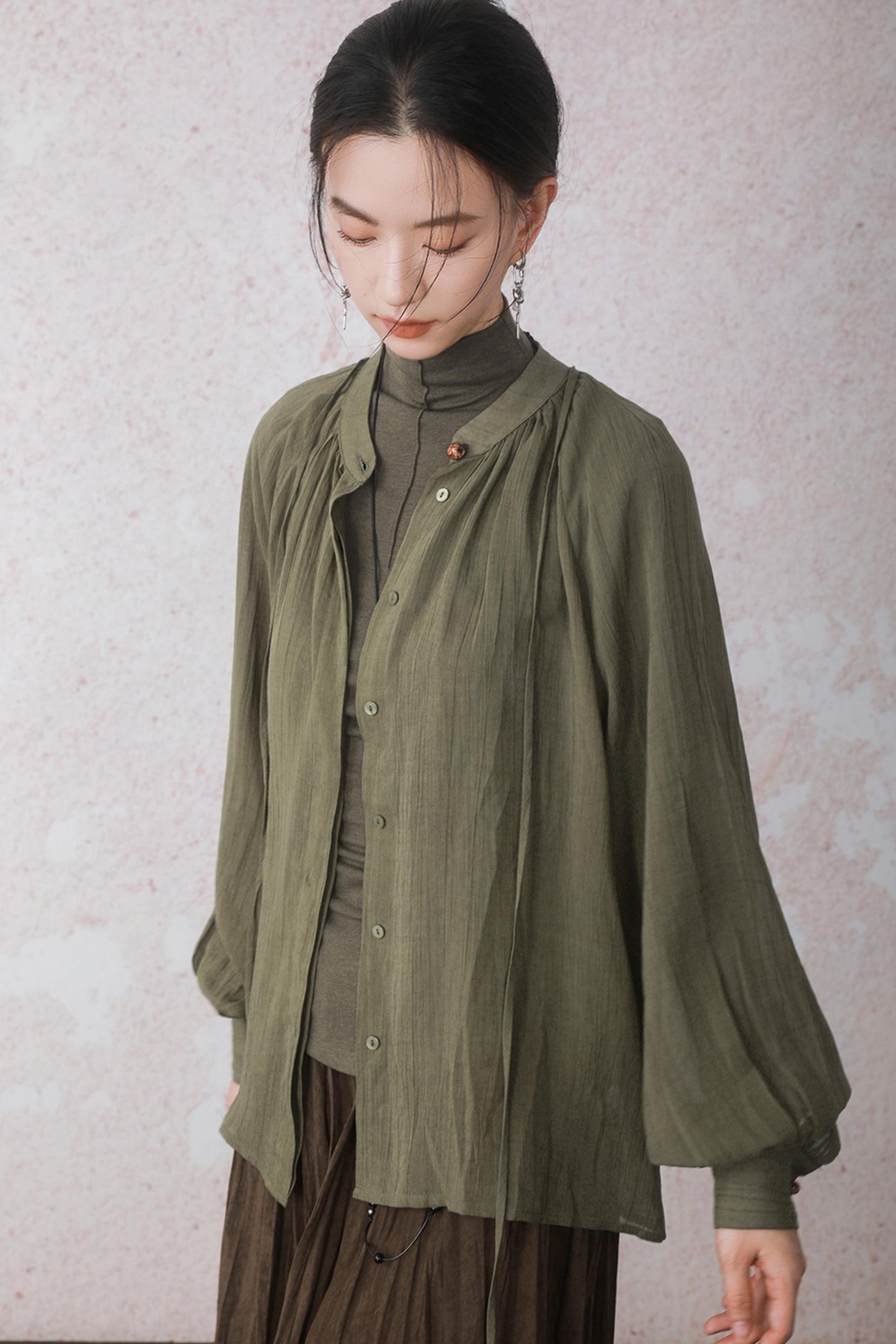 Autumn Brick Brown Fleece A-Line Skirt