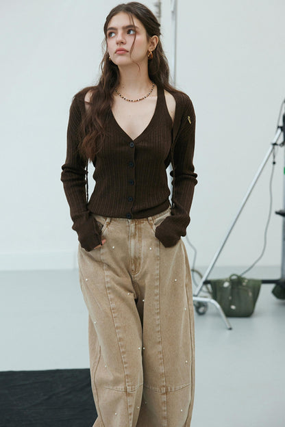 Wool Knit Cardigan Set-Up