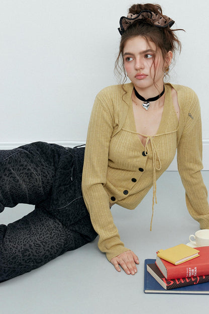 Wool Knit Cardigan Set-Up