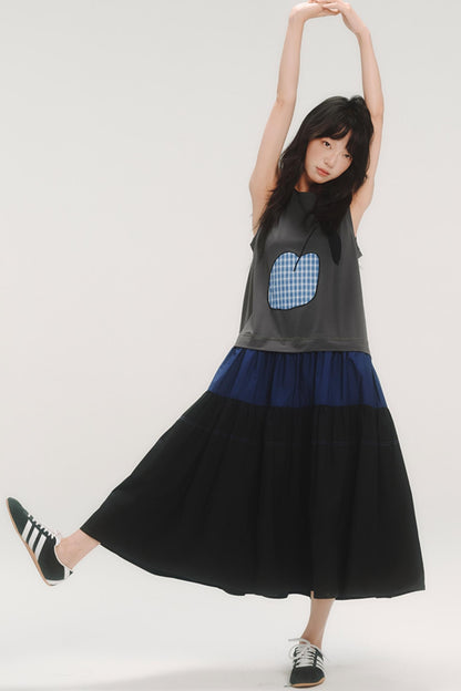 Cherry Applique Long Vest Dress