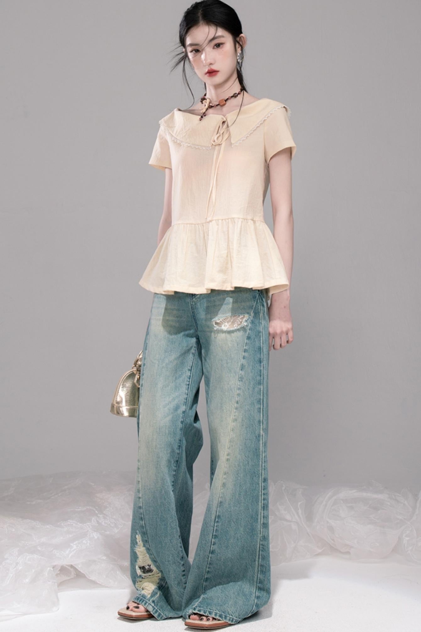 Soft Apricot Wave Skirt Set-Up