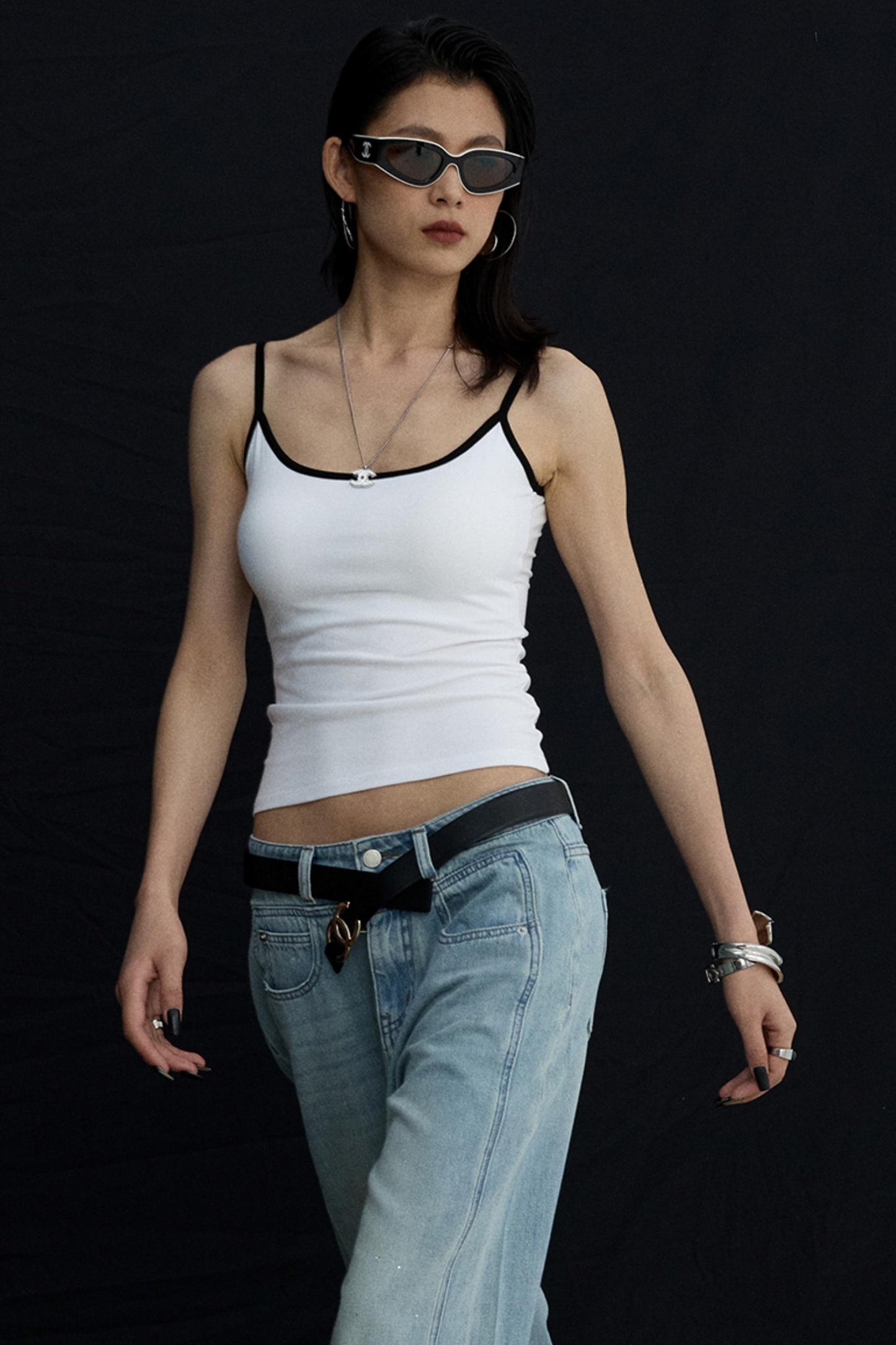 Solid Color U-Tie Slim Camisole