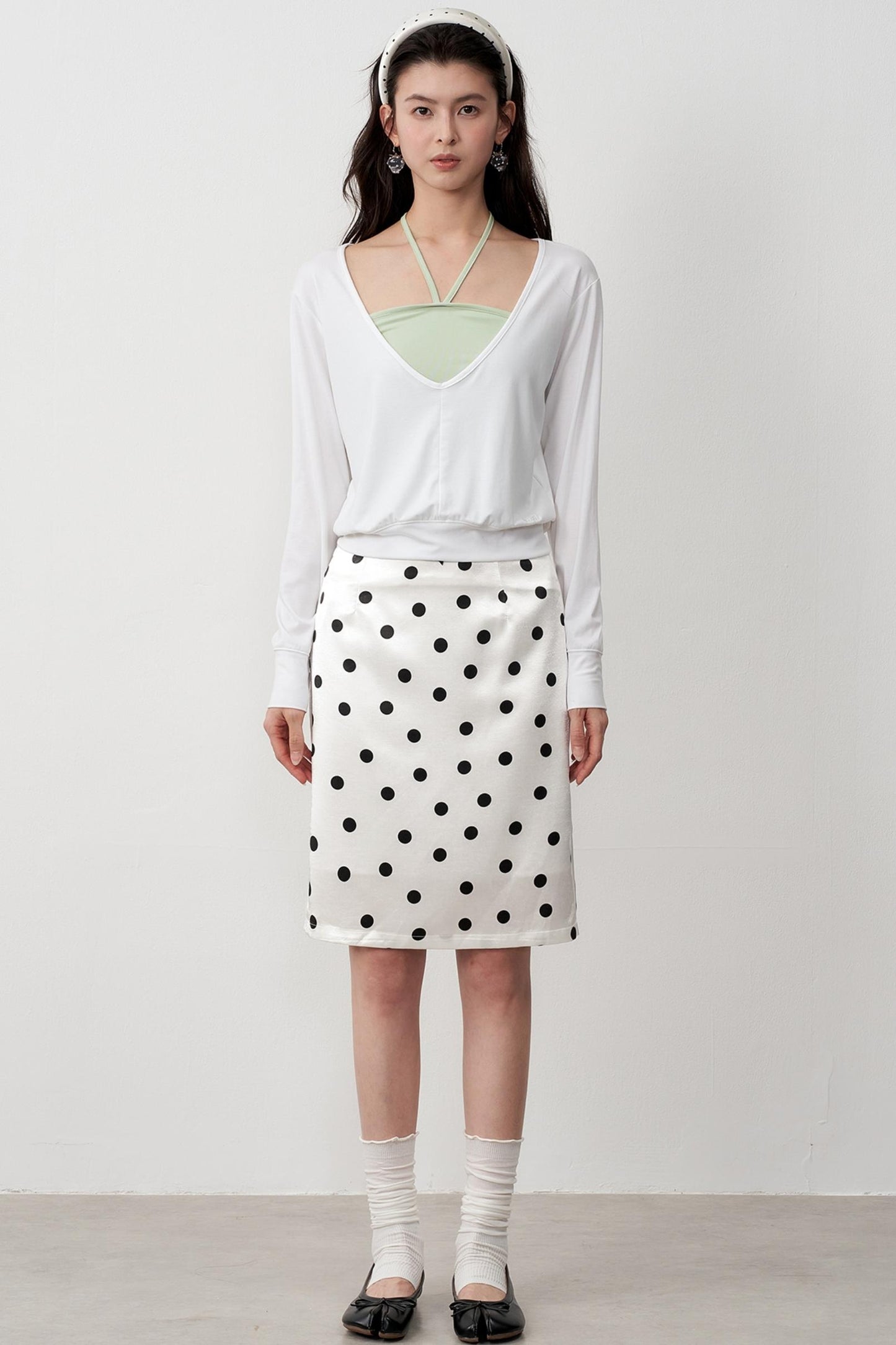 Layered Halterneck Long-Sleeved Tops