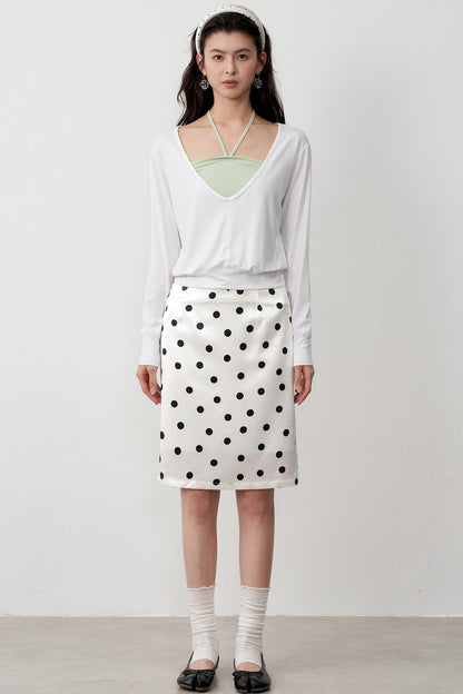 Layered Halterneck Long-Sleeved Tops