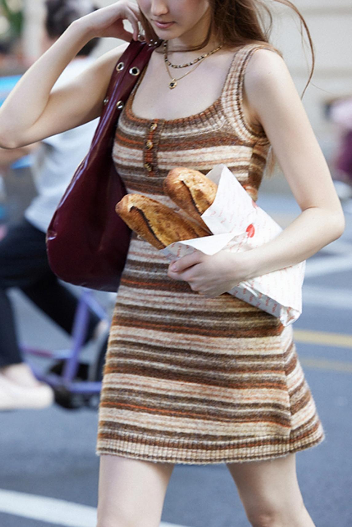 Gradient V-Neck Cardigan Dress Set-Up