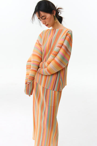 Orange Pleated Bustier Set-Up