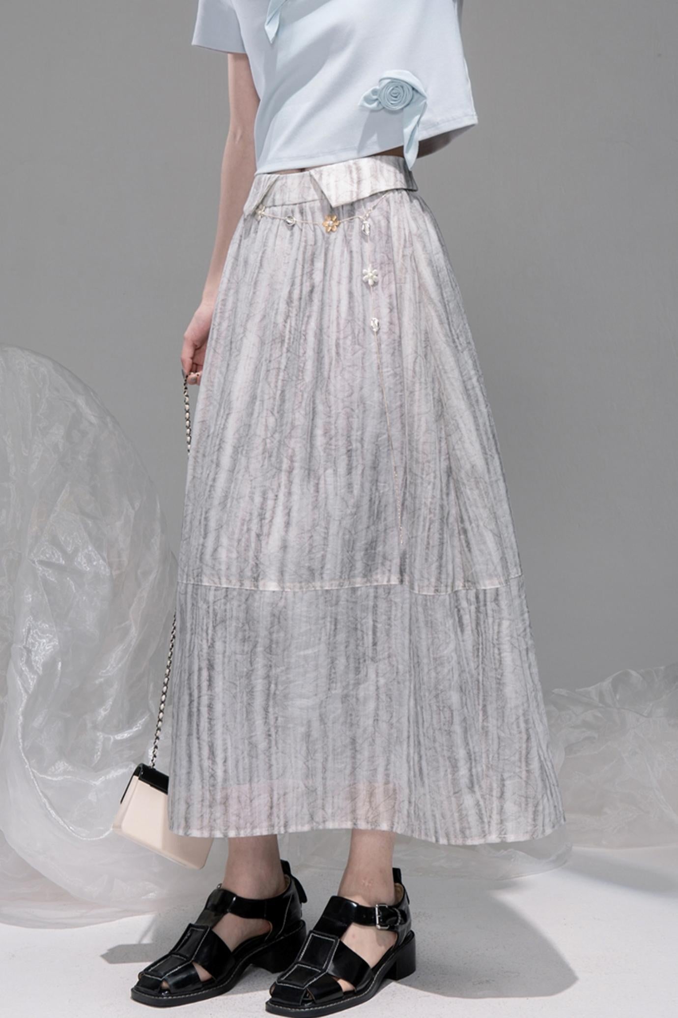 Smudge Art Sheer Print Skirt