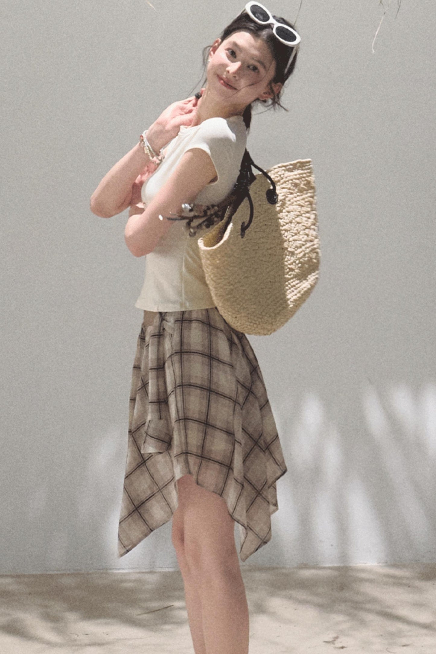 Love Ripple Plaid Skirt