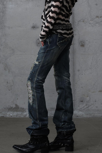 Distressed Straight Slim Jeans