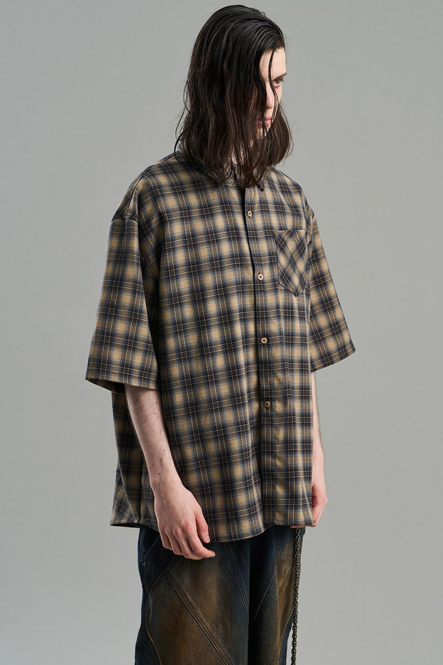 Luxury Studded Plaid Shirt