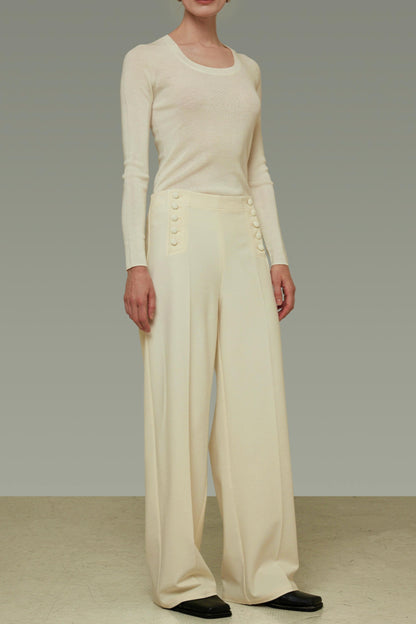 Side Button Loose Fit Pants