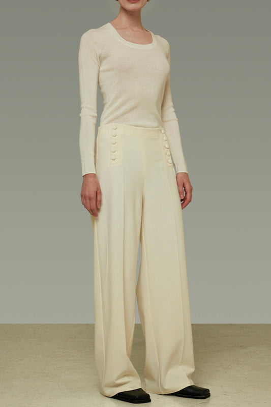 Side Button Loose Fit Pants