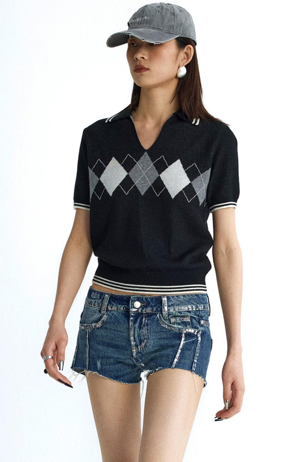 Vintage Diamond V-Neck Tee