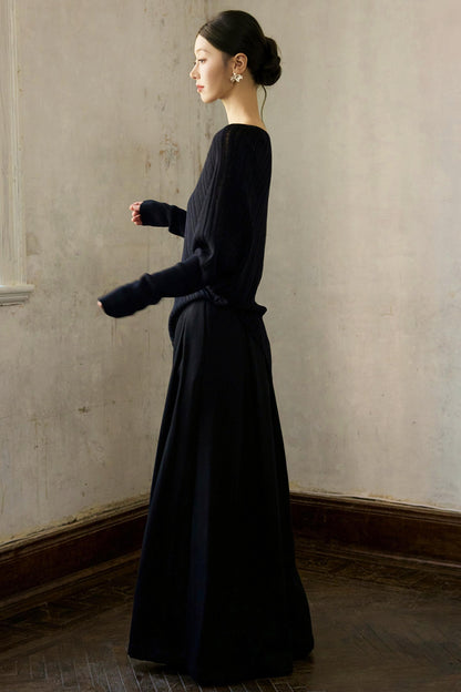 Lazy Bat Sleeve Wool Pullover Sweater