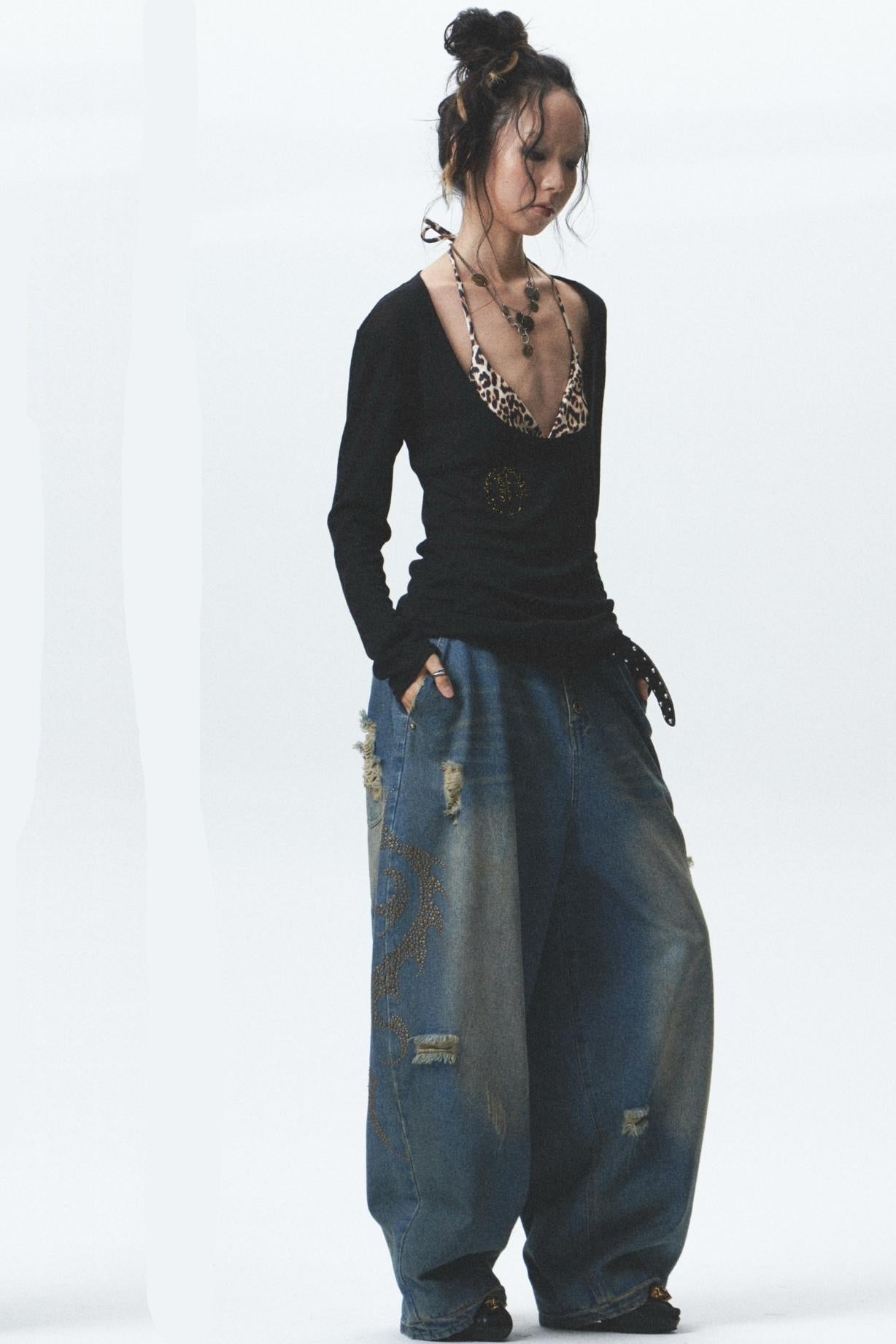 Flocked Sunshield Long Sleeve Skirt Set-Up