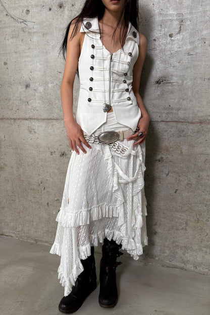 Slim Fit Double-Breasted Zipper Top