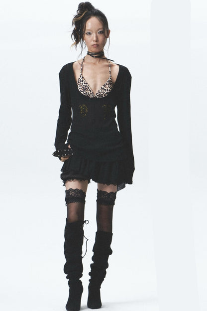 Flocked Sunshield Long Sleeve Skirt Set-Up